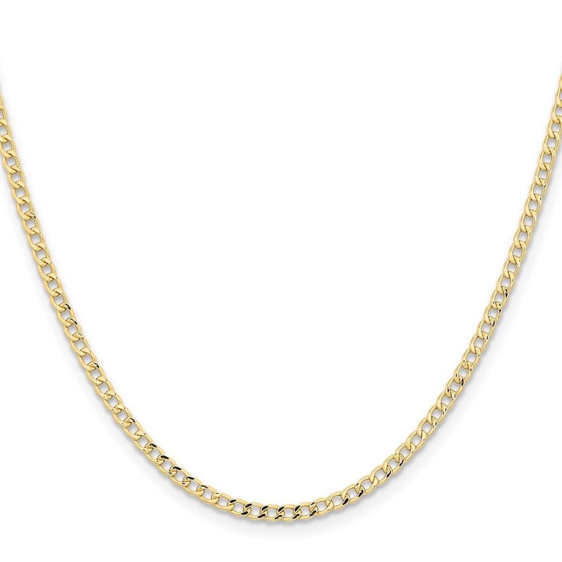 Curata 14k Yellow Gold 2.85mm Curb Chain Necklace for Men