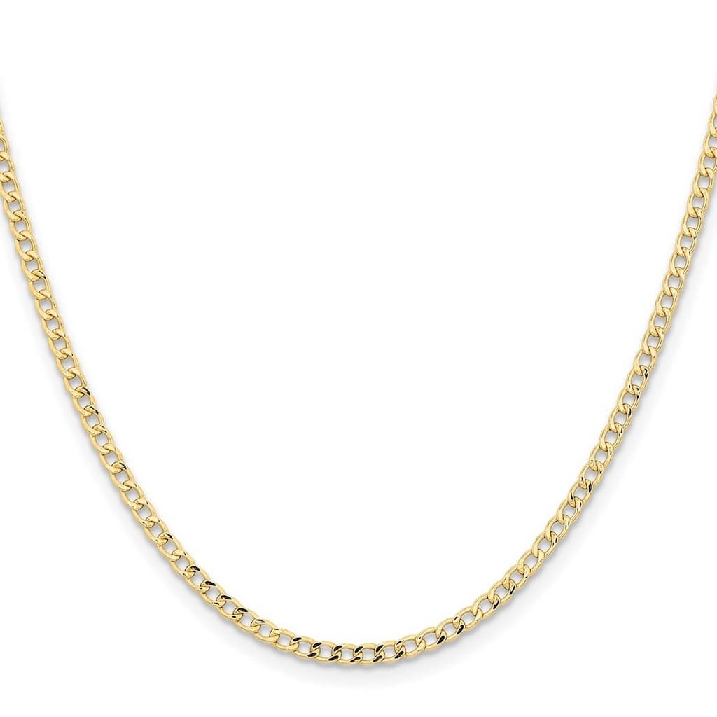 Curata 14k Yellow Gold 2.85mm Curb Chain Necklace for Men