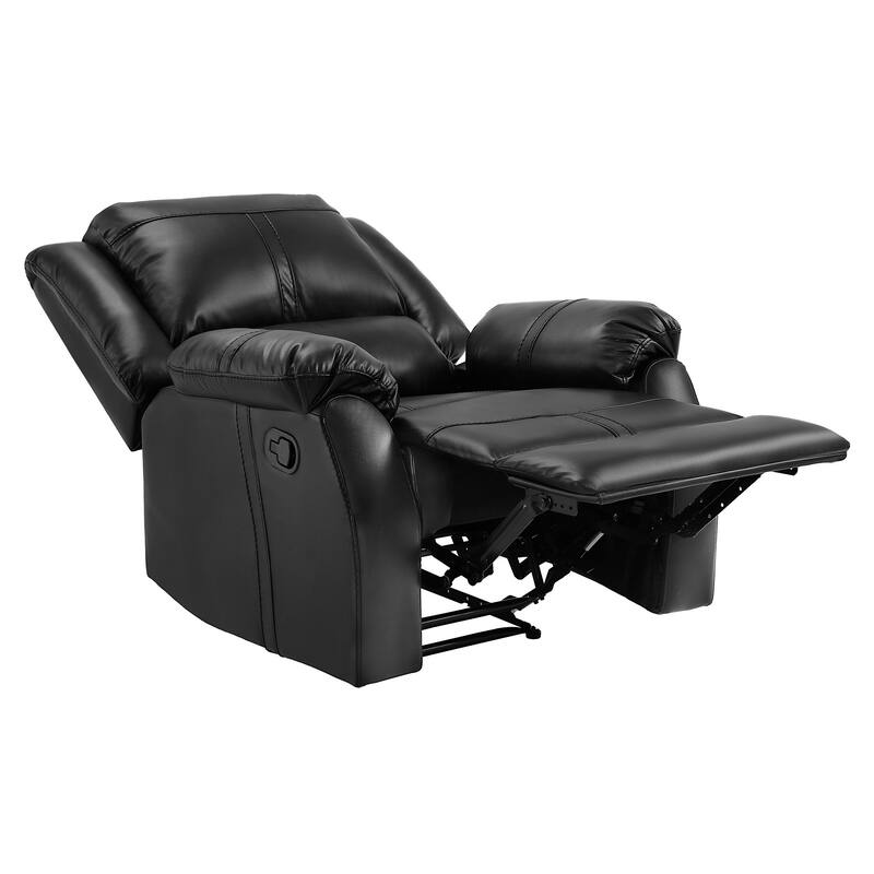 Faux Leather Recliner Sofa, Classic And Traditional Manual Recliner Chair With Comfortable Arms And Single Sofa For Living Room