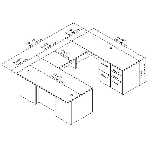 Office 500 72W U Shaped Desk with Drawers by Bush Business Furniture
