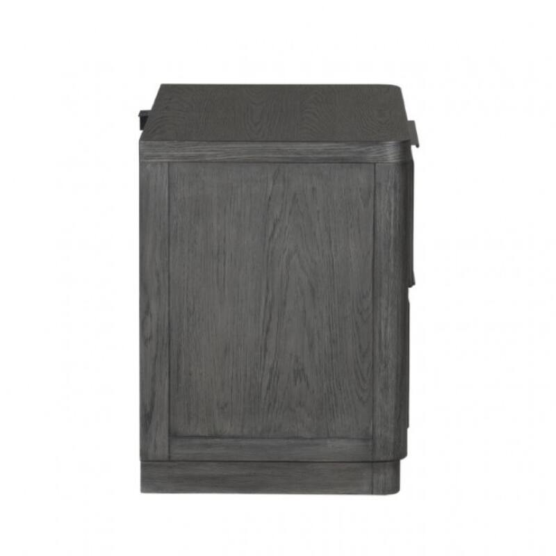Zoko Nightstand, 2 Drawers, USB Ports, Metal Accents, Ash Gray Wood
