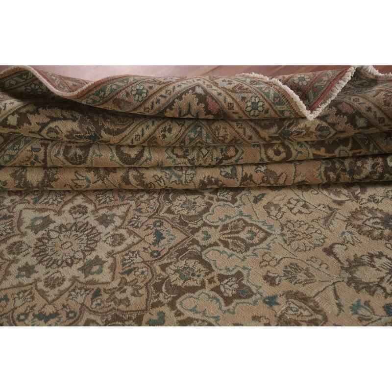 Hand Knotted Oriental 100% Wool Carpet Traditional Floral Oranges & Rust Mashad Area Rug - 12' 4'' X 9' 5''