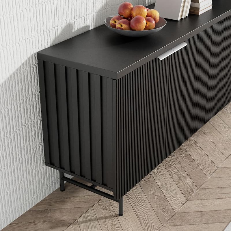 68" Mid Century Fluted TV Console Table Sideboard Cabinet with Cabinets Storage - 68inch