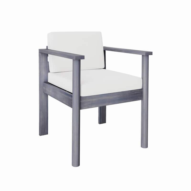 Acacia Wood 7-Piece Outdoor Dining Table Set with Chairs and Removable Cushions for Gatherings