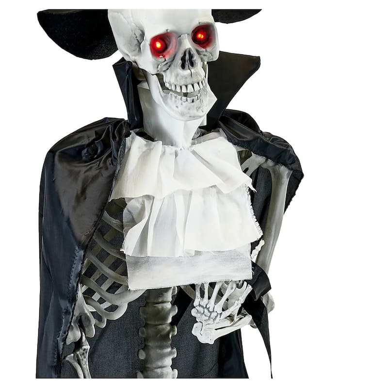 65" Lifesize Halloween Dressed Standing Skeleton Walking Skeleton Dog On A Leash