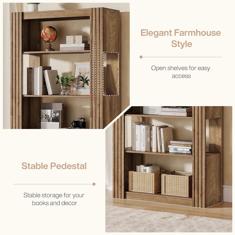 5-Tier Open Bookcase Bookshelf Floor Standing Wood Display Shelves