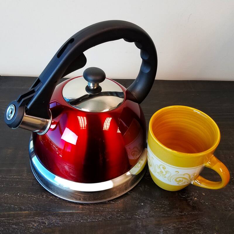 Claredale 1.7 Qt Whistling Tea Kettle in Red