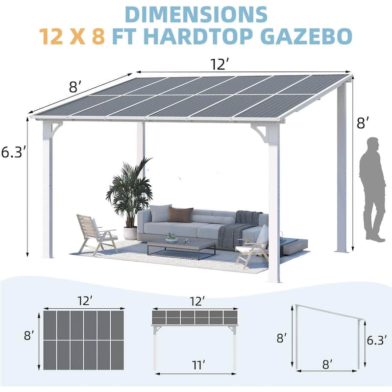 AECOJOY Wall Mounted Gazebos Pergola Gazebo Awnings for Backyard