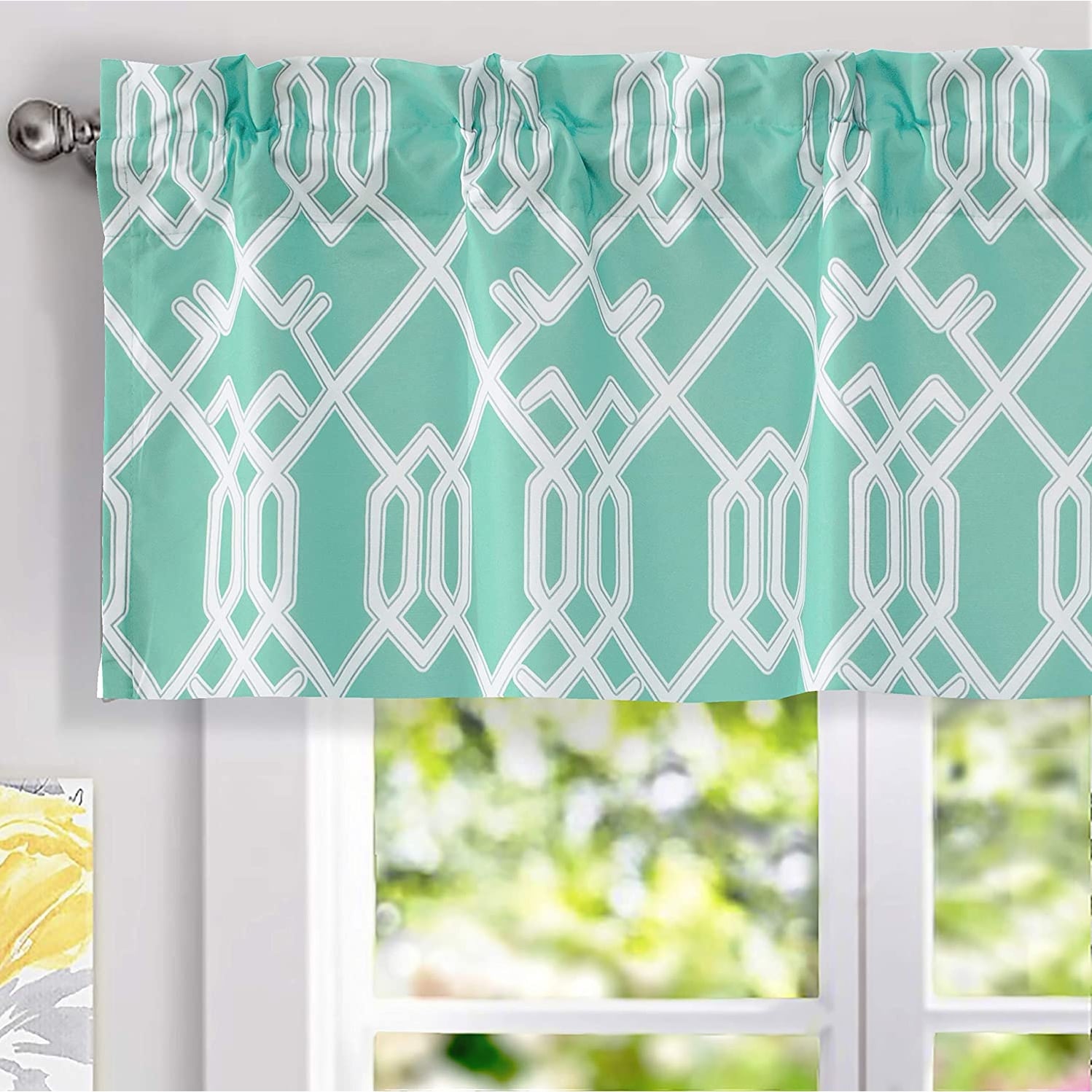 DriftAway Lisa Diamond Geometric Pattern Thermal Insulated Blackout Lined Window Curtain Valance - 50" width x 18 " length