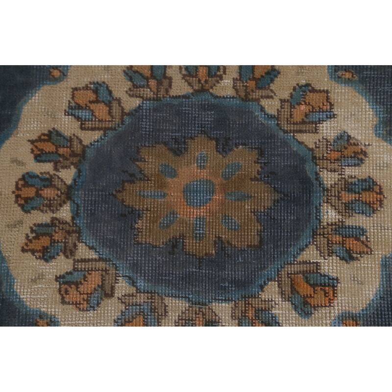 Distressed Brown Over-Dyed Tabriz Persian Vintage Rug - 6'8"x 9'6"