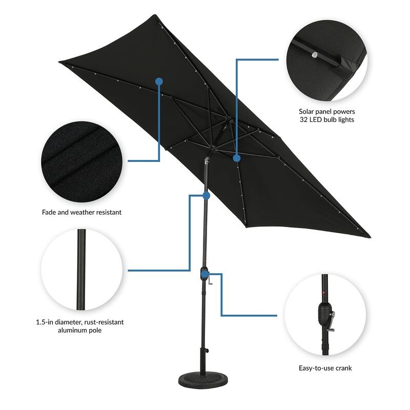 Island Umbrella Nassau 6.5-ft x 10-ft Rectangular Market Umbrella with LED Bulb Lights - Breez-Tex Canopy