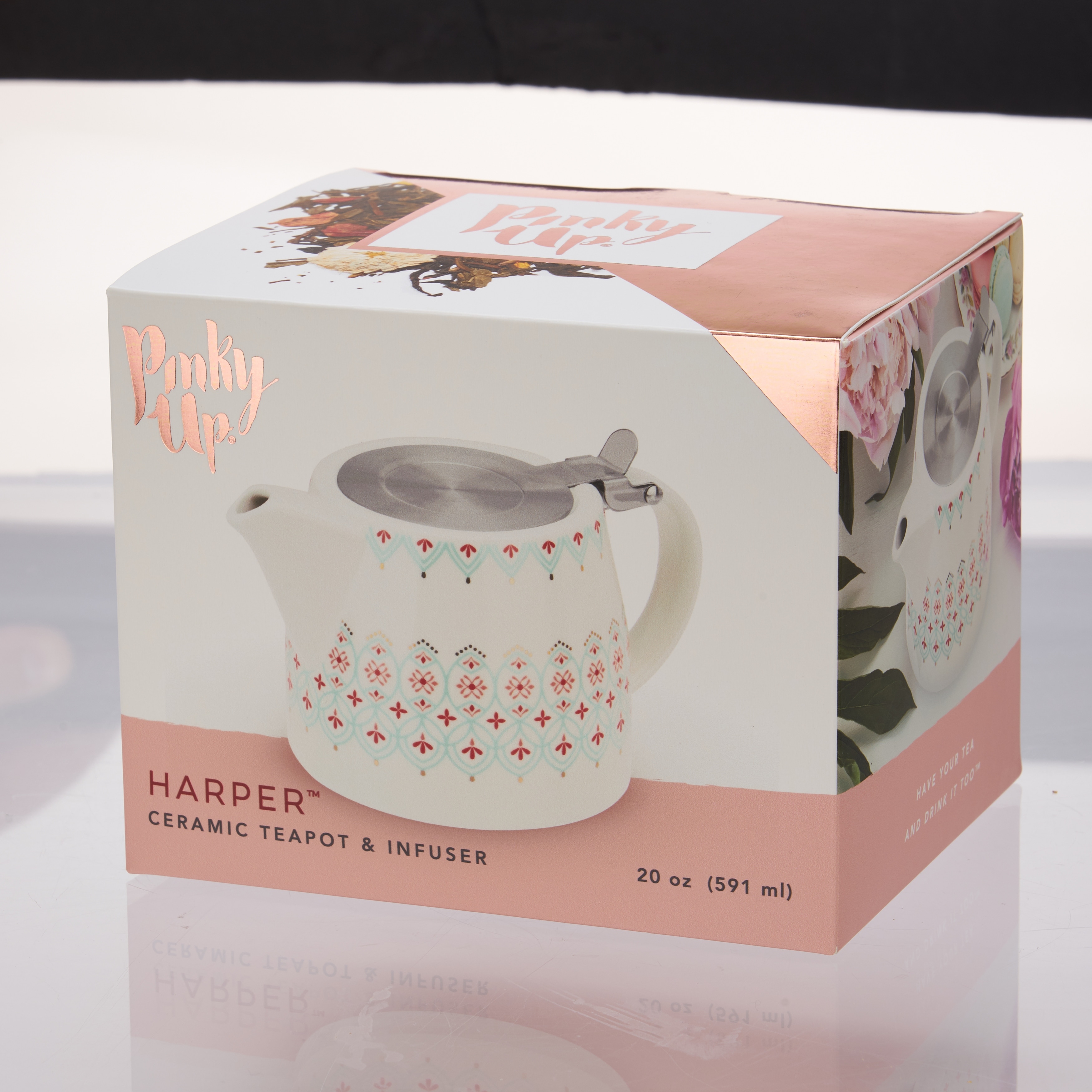 Harper Pink Abstract Ceramic Teapot & Infuser