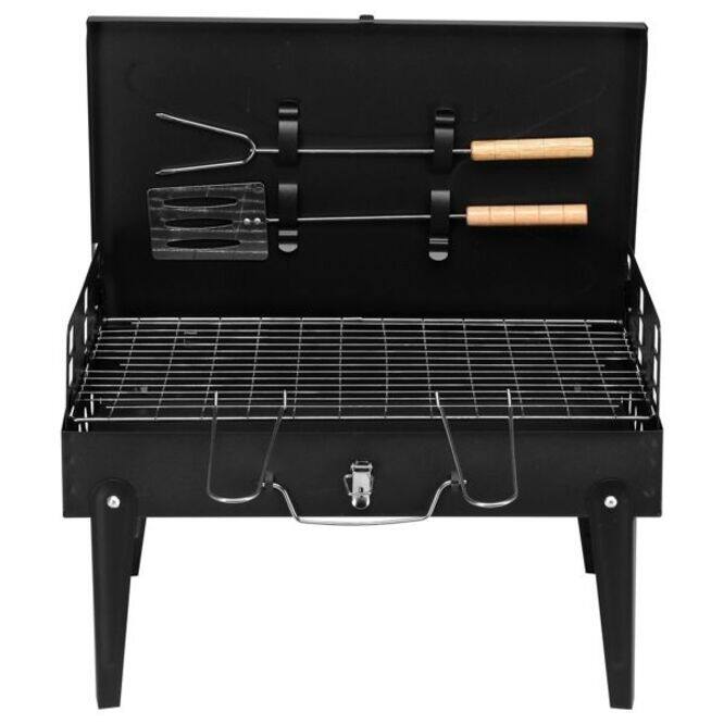 Portable Square Charcoal Grill- Black