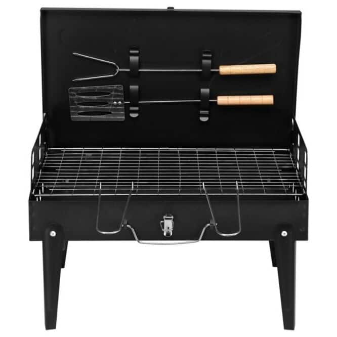 Portable Square Charcoal Grill- Black