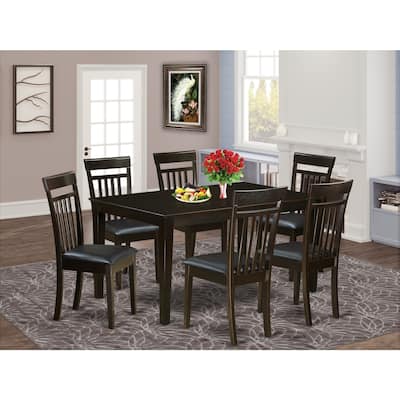 HomeStock 7-Piece Rectangle Cappuccino Finish Solid Wood Top Dining Table with 6 Chairs