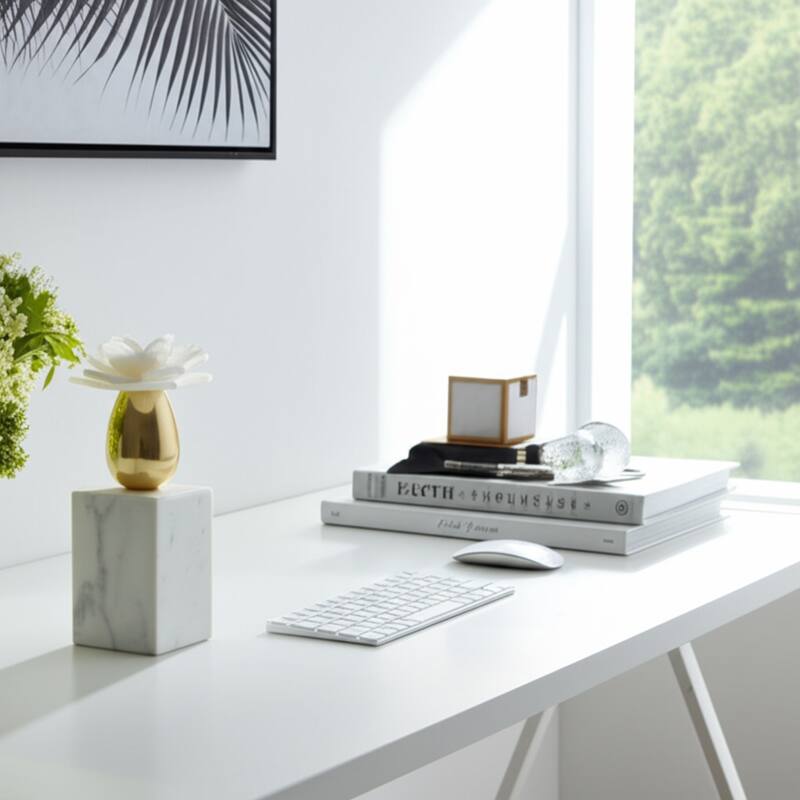 Marble Statue Elegant Floral Decorative Sculpture Object Home Decor