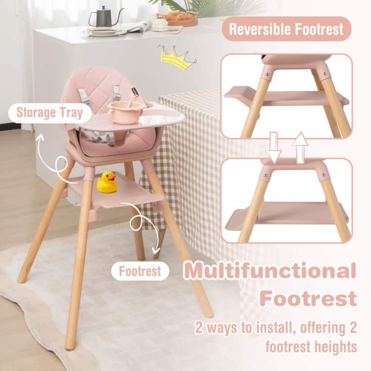 6-in-1 Baby High Chair with Removable Dishwasher and Safe Tray - 24.5" x 23" x 35.5"