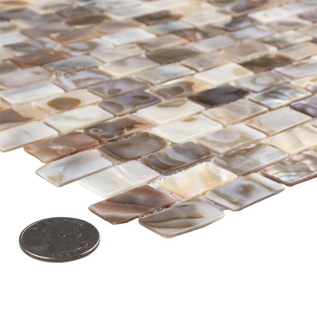Merola Tile Conchella Subway Natural 12.25" x 12.5" Natural Seashell Mosaic Tile