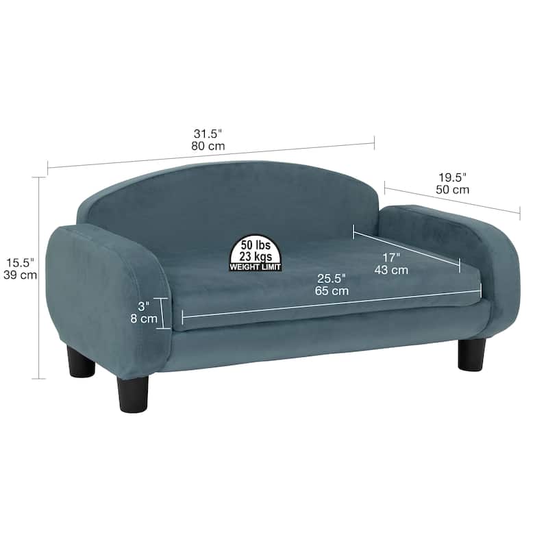 Paws & Purrs Modern Pet Sofa Bed Low-Back Lounger for Dogs & Cats – Removable Washable Mattress Cover