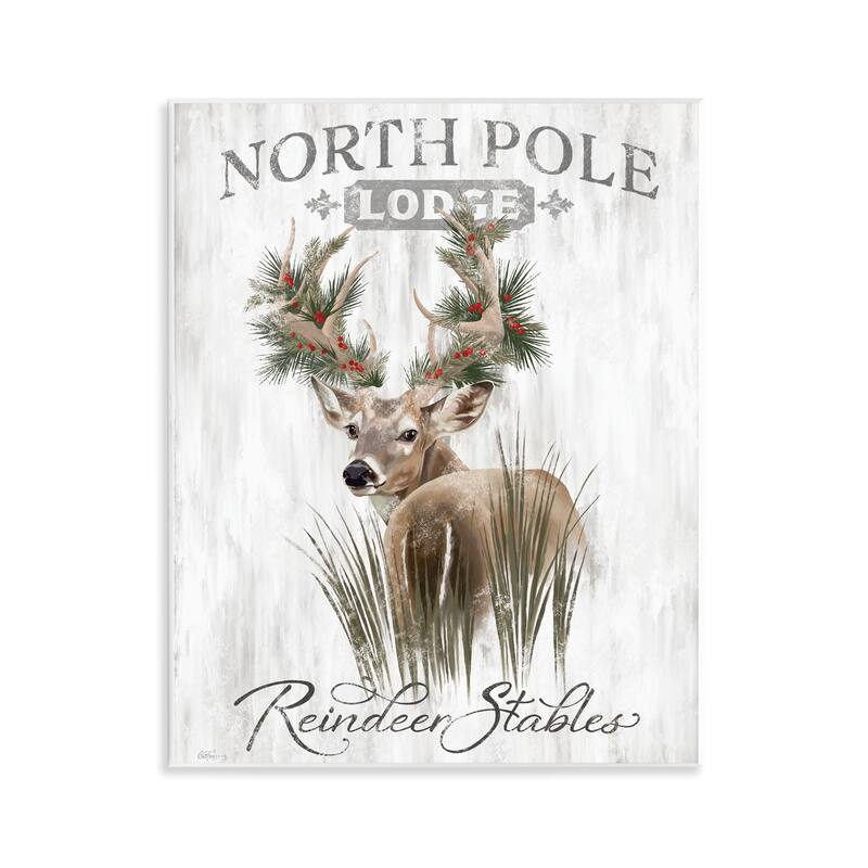 Stupell Festive Winter Reindeer Lodge Wall Plaque Art Design By Cat Thurman Designs - 11 x 14