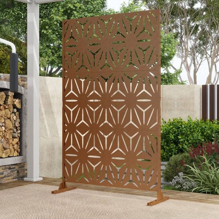 Outdoor Metal Privacy Screen Fence Panel Star Pattern