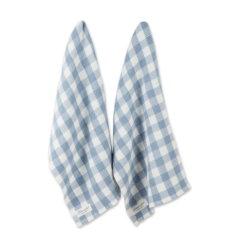 DII Washed Waffle Woven Dishtowel Set of 2 - Dusty Blue