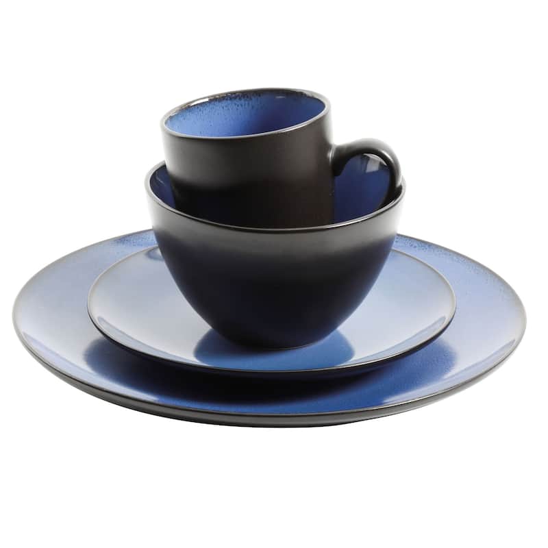 Gibson Soho Lounge Round 16-Piece Dinnerware Set - Blue