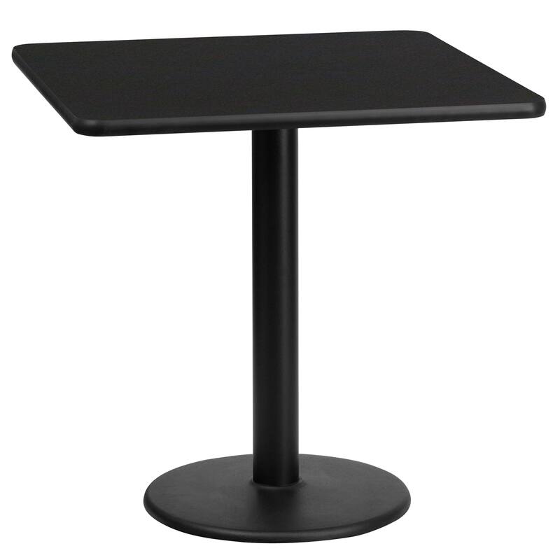24'' Square Laminate Table Top with 18'' Round Table Height Base - Black