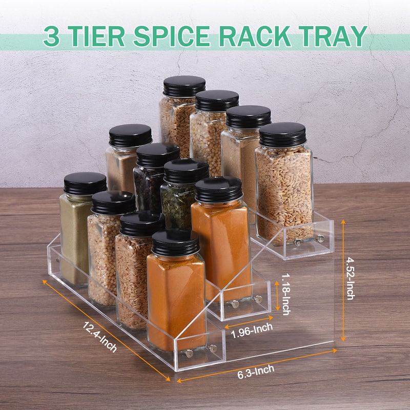 Clear Acrylic Spice Rack Kitchen Seasoning Jars Rack For Cabinet - 12.4" x 6.3" x 4.52"