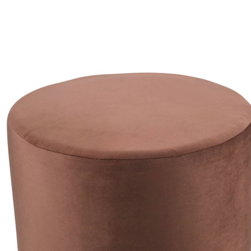 Velvet Ottoman with Wood Base Round Modern Casual Accent - 18" Brown
