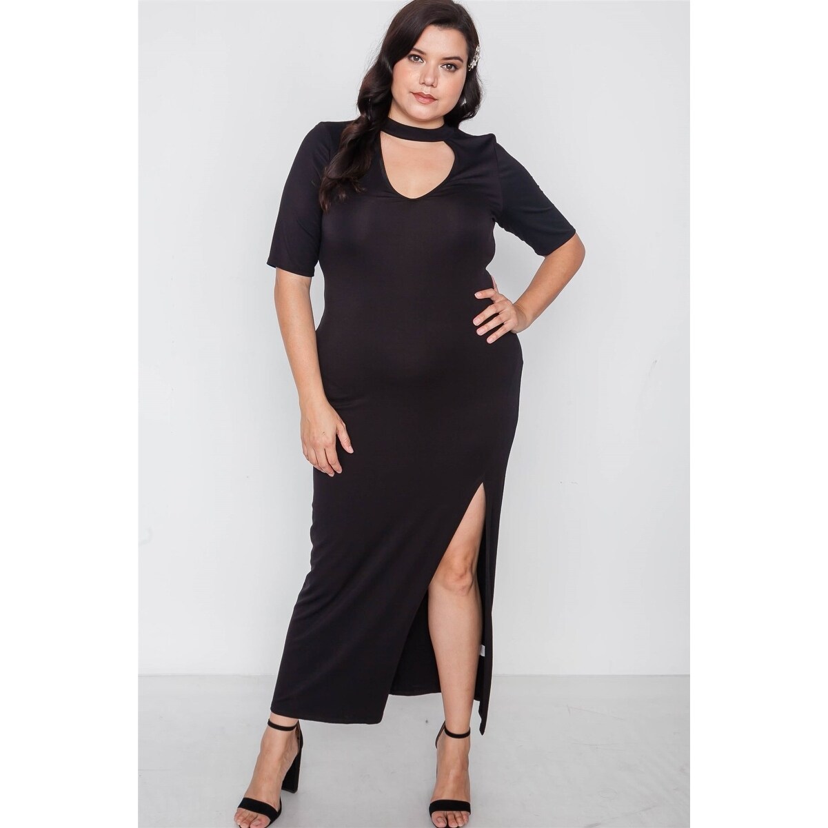 mock neck maxi dress