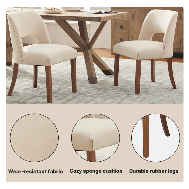 Wooden Dining Chairs Set of 2/4/6,Modern Fabric Upholstered Dining Room Chair Kitchen Chairs