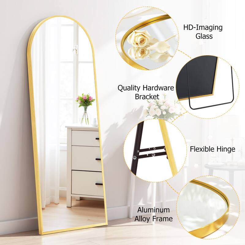 Full Length Mirror with Stand, Floor Mirror with Aluminum Alloy Frame for Bedroom, Standing Full Body Mirror for Wall, Cloakroom