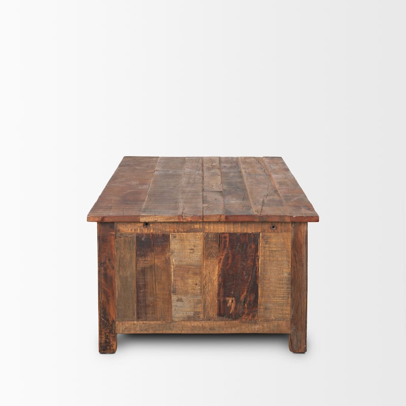 Wilton Brown Wood w/ 12 Black Metal Drawers Coffee Table