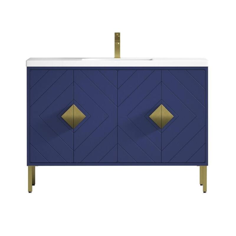 48" Tennant Brand Modern Style Navy Blue Eileen Bathroom Sink Vanity - Blue - Painted - Single Vanities