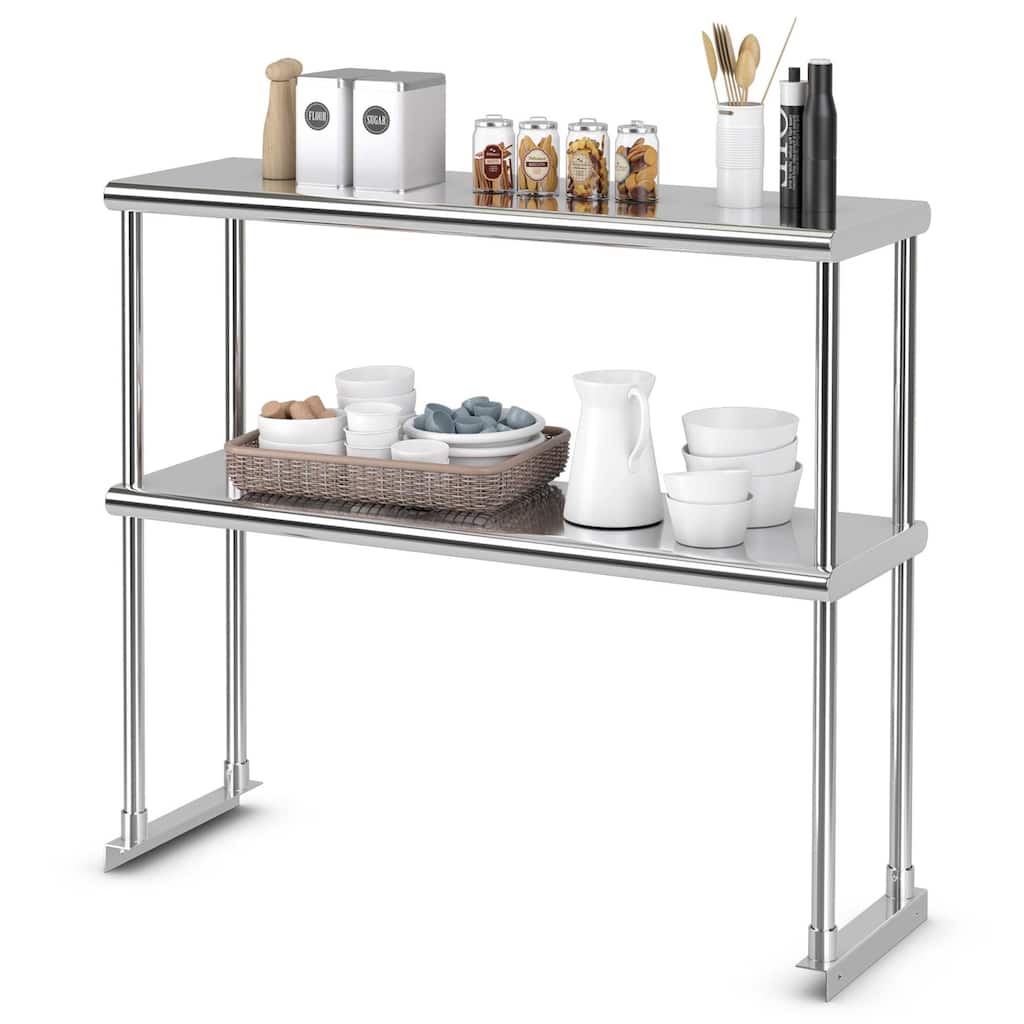 Costway 36'' 2-Tier Overshelf for Prep & Worktable Stainless Steel - See Details