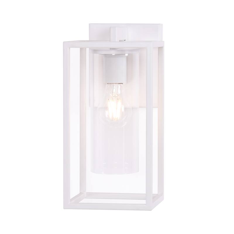 Metal 1-Light Clear Glass Outdoor Wall Sconce Light