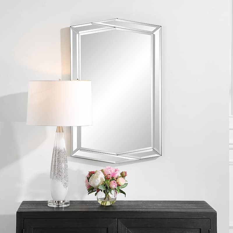 Copper Grove Asymmetrical Beveled Mirror Frame Wall Mirror