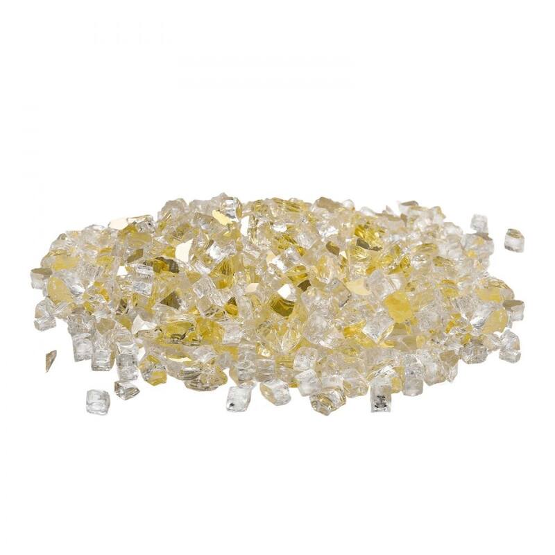 Gold Tempered Crushed Glass Fire Pit Glass Rocks 10 lbs Heat Resistant - 1/2 inch