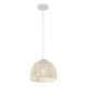 preview thumbnail 34 of 115, Jigu 1-Light Woven Rattan/Iron LED Pendant, by JONATHAN Y 10.25" - Cream