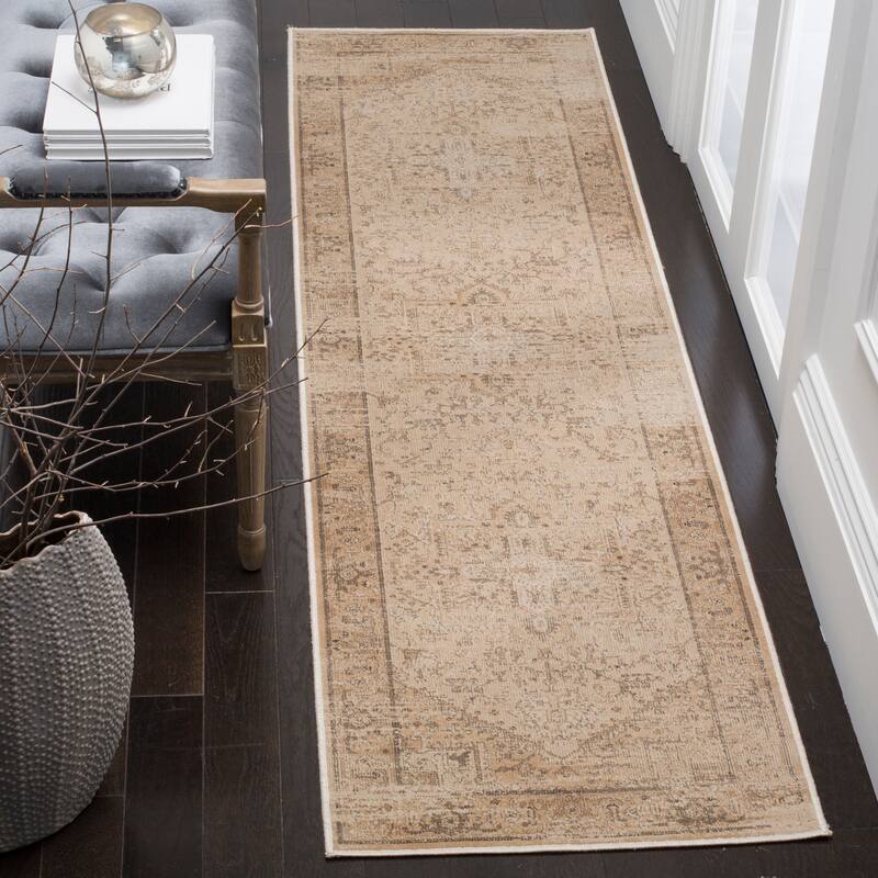 SAFAVIEH Vintage Lenna Oriental Distressed Viscose Rug - 2'2" x 8' Runner - Stone