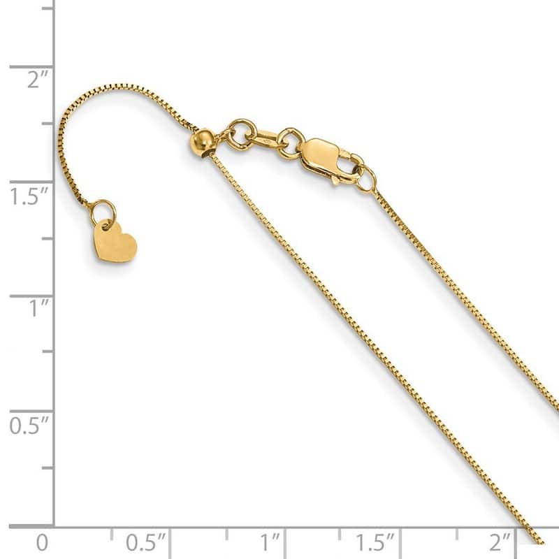 Curata Italian 14k White or Yellow Gold 0.55mm Adjustable Baby Box Chain Necklace (22")(Lobster)