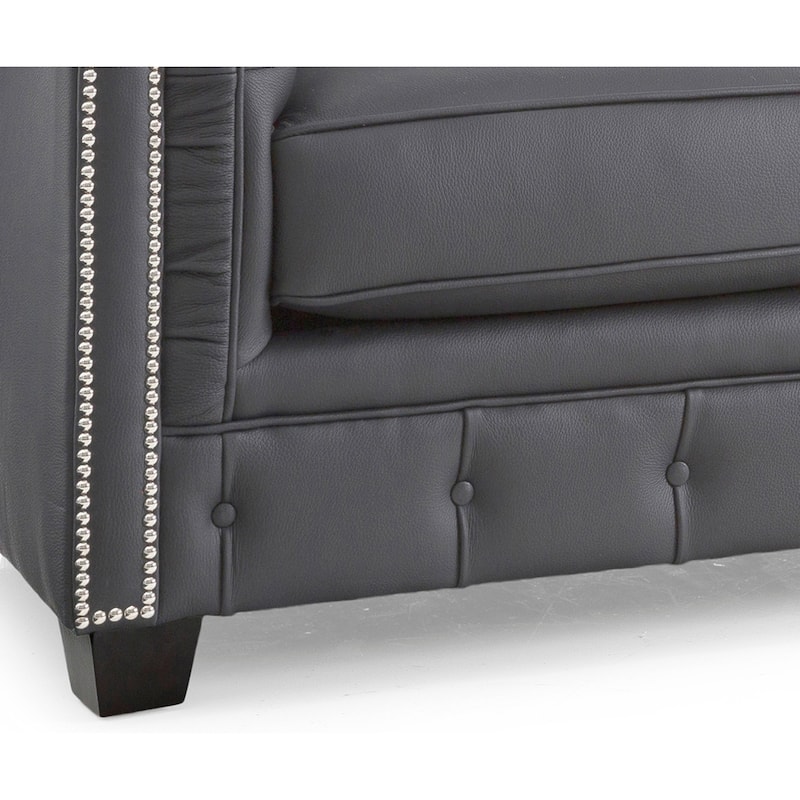 Hancock Tufted Top Grain Italian Leather Chesterfield Sofa - 31" H x 86" W x 40" D