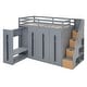 preview thumbnail 1 of 18, Twin Size Loft Bed with Storage Stairs & 4 Wardrobes Underneath, Space Saving Wooden Loftbed Frame for Kids & Teens Bedroom,Grey Grey - Twin