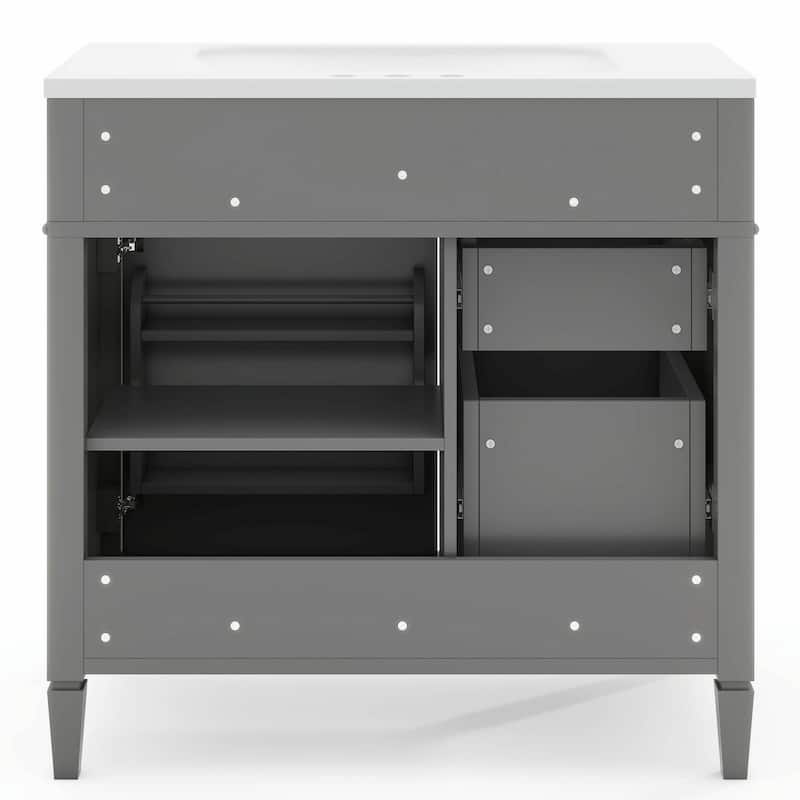 36'' Bathroom Vanity with Top Sink, 3 Drawers for Stylish Storage