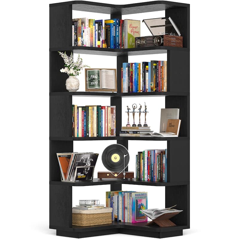 5-Tier Corner Space Shelving Bookshelves, Freestanding Display Storage Shelving