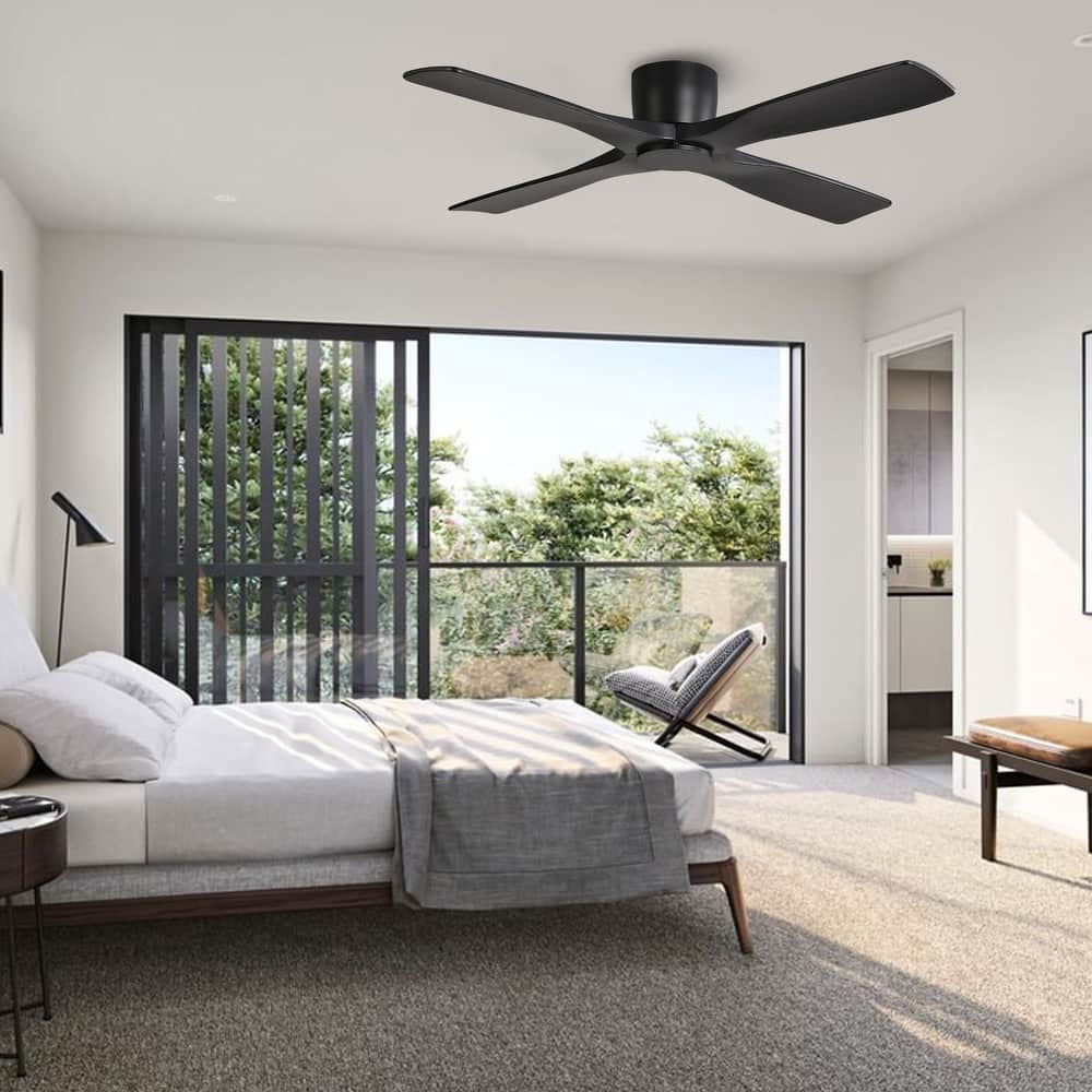 WINGBO 54" DC Flush Mount Ceiling Fan with Remote