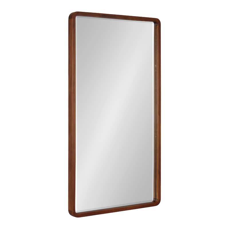 Kate and Laurel McLean Wood Radius Rectangle Wall Mirror - 20x36 - Walnut Brown