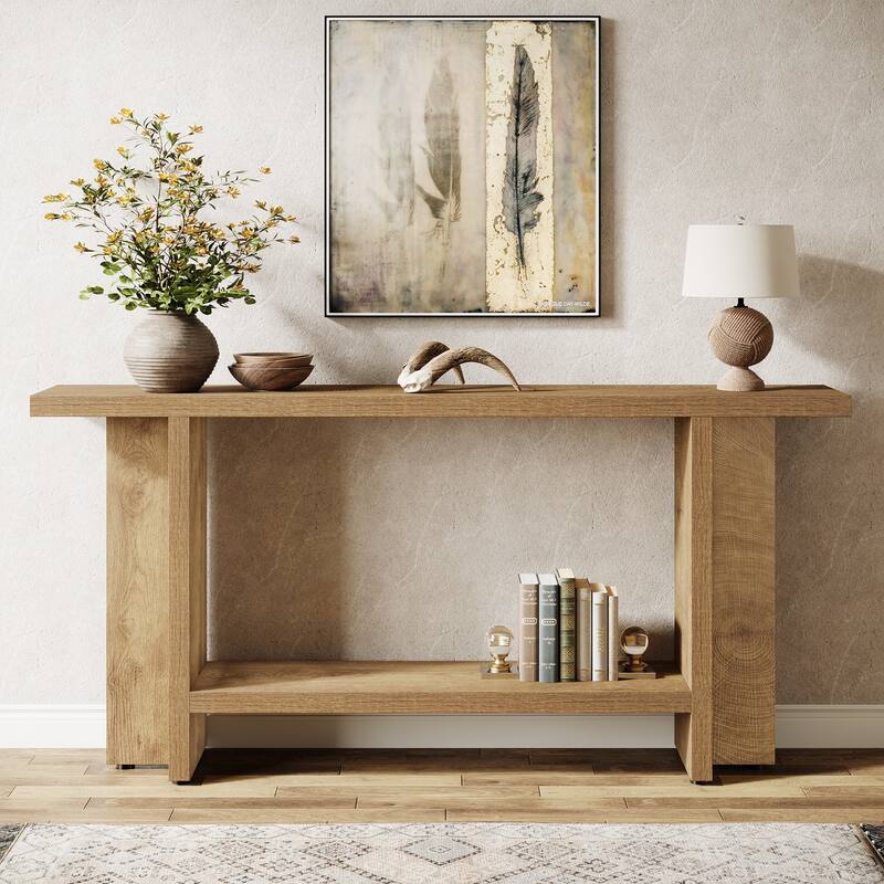 59" Narrow Long Sofa Table Behind Couch for Living Room, Entryway, Hallway - 59.05" W x 11.81" D x 31.5" H