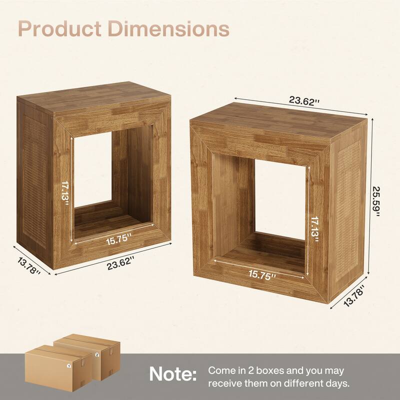 2-Tier Square End Table with Sturdy Base